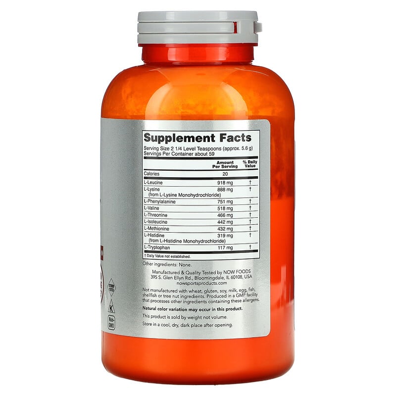 NOW Foods Sports Amino-9 Essentials Powder 11.64 oz (330 g) 2 Thành phần vi chất của NOW Foods Sports Amino-9 Essentials Powder 11.64 oz (330 g) 733739002068