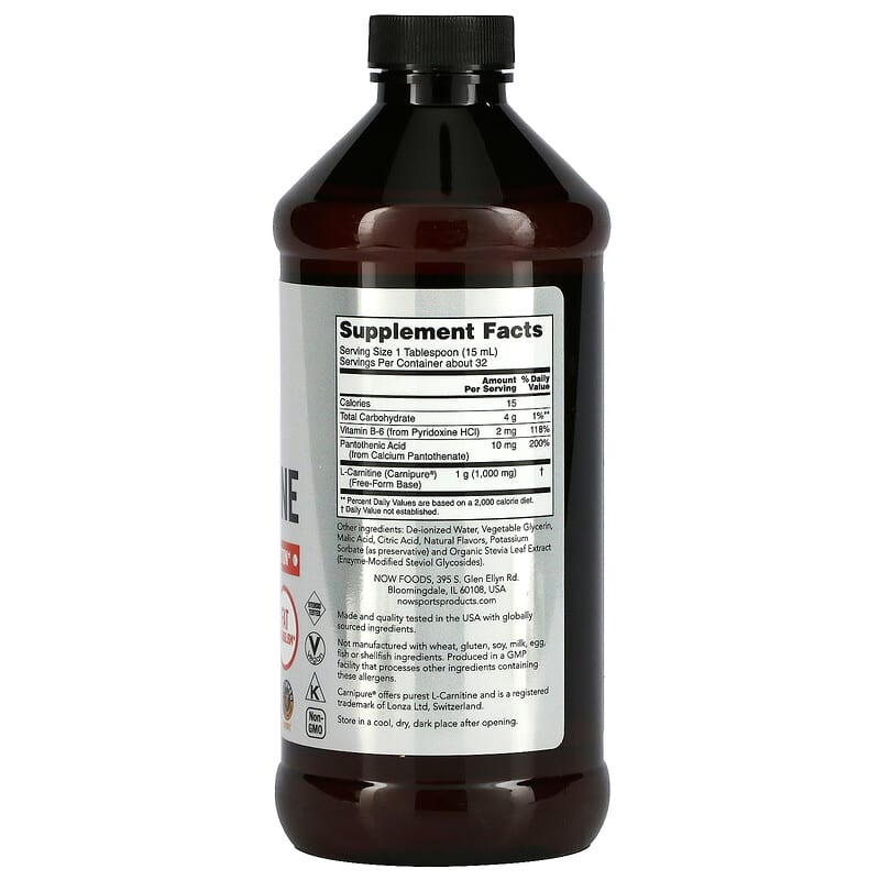NOW Foods Sports L-Carnitine Liquid Tropical Punch 1.000 mg 16 fl oz (473 ml) 2 Thành phần vi chất của NOW Foods Sports L-Carnitine Liquid Tropical Punch 1.000 mg 16 fl oz (473 ml) 733739000668