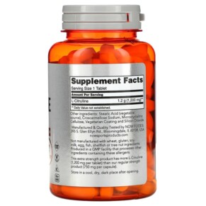 Thành phần vi chất của NOW Foods Sports L-Citrulline 1.200 mg 120 Tablets 733739001160