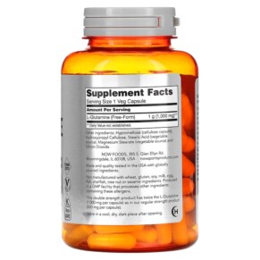 Thành phần vi chất của NOW Foods Sports L-Glutamine Double Strength 1.000 mg 120 Veg Capsules 733739000941