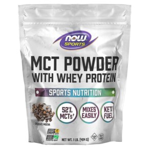 Thực phẩm chức năng NOW Foods Sports MCT Powder with Whey Protein Chocolate Mocha 1 lb (454 g) 733739017376