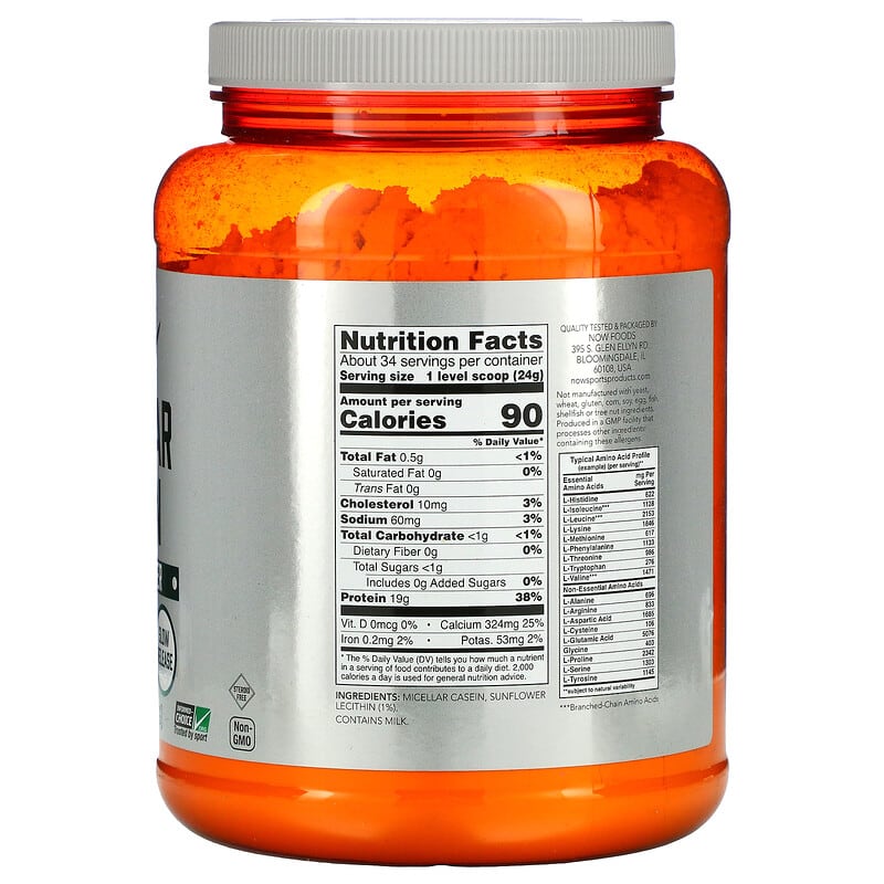 NOW Foods Sports Micellar Casein Protein Powder Unflavored 1.8 lbs (816 g) 2 Thành phần vi chất của NOW Foods Sports Micellar Casein Protein Powder Unflavored 1.8 lbs (816 g) 733739021229