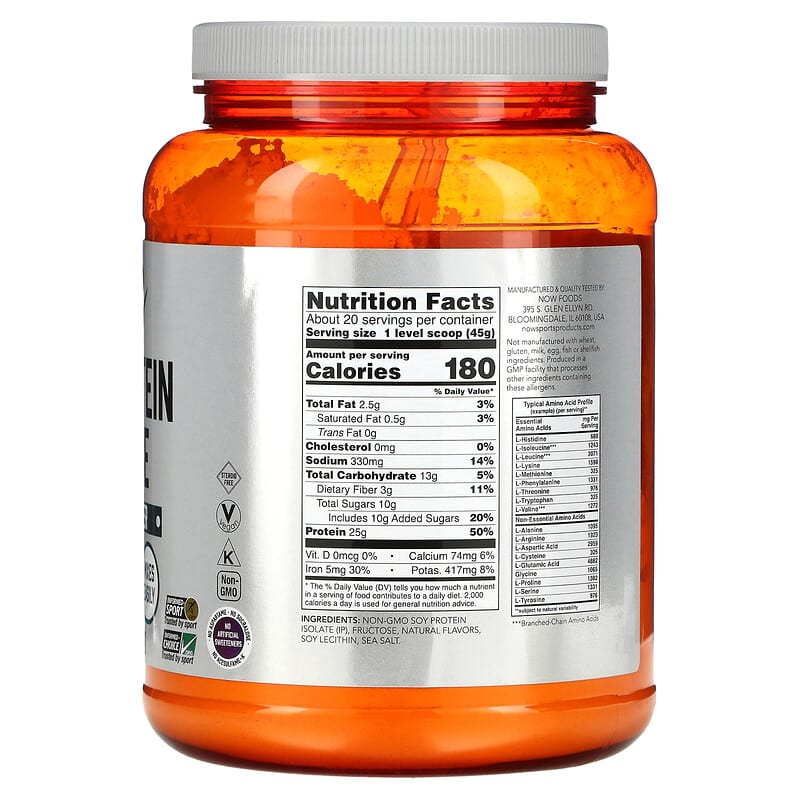 NOW Foods Sports Soy Protein Isolate Creamy Vanilla 2 lbs (907 g) 2 Thành phần vi chất của NOW Foods Sports Soy Protein Isolate Creamy Vanilla 2 lbs (907 g) 733739021427