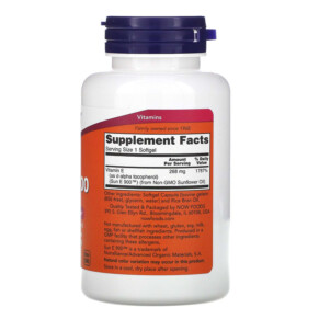Thành phần vi chất của NOW Foods Sun-E 400 120 Softgels 733739009364