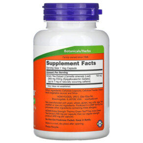 Thành phần vi chất của NOW Foods Thermo Green Tea Extra Strength 90 Veg Capsules 733739020758