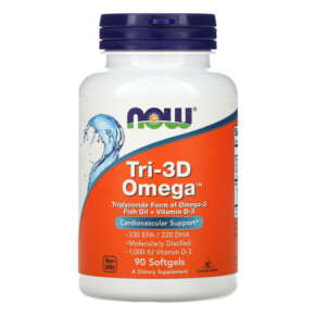 Thực phẩm chức năng NOW Foods Tri-3D Omega 330 EPA / 220 DHA 90 Softgels 733739016867