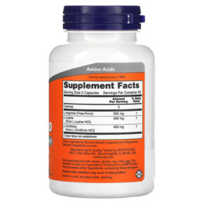 Thành phần vi chất của NOW Foods Tri-Amino 120 Capsules 733739001528