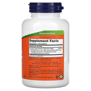 Thành phần vi chất của NOW Foods Turmeric Curcumin 120 Veg Capsules 733739046390