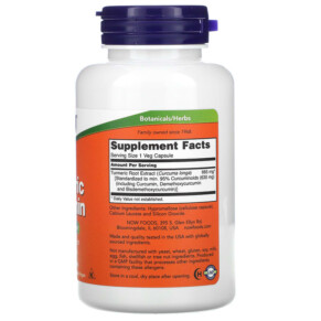 Thành phần vi chất của NOW Foods Turmeric Curcumin 60 Veg Capsules 733739046383