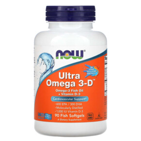 Thực phẩm chức năng NOW Foods Ultra Omega 3-D 600 EPA / 300 DHA 90 Fish Softgels 733739016638
