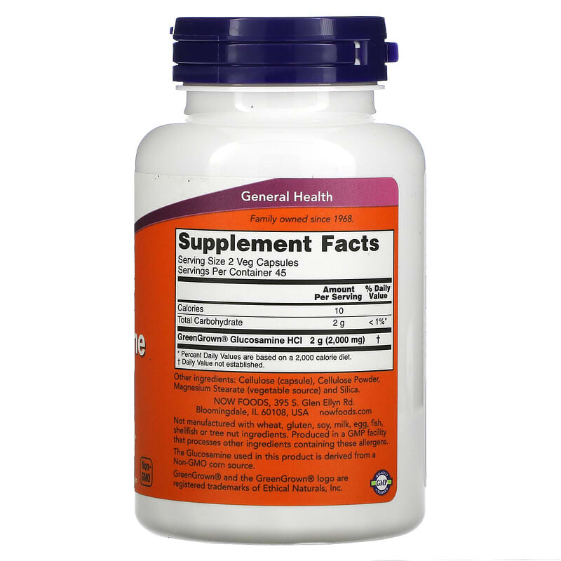 NOW Foods Vegetarian Glucosamine '1000' 90 Veg Capsules 2 Thành phần vi chất của NOW Foods Vegetarian Glucosamine '1000' 90 Veg Capsules 733739031327