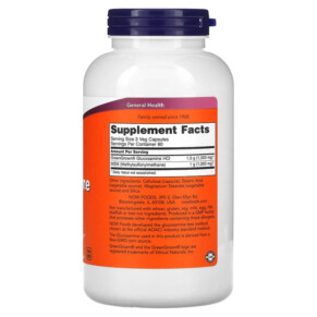 Thành phần vi chất của NOW Foods Vegetarian Glucosamine & MSM 240 Veg Capsules 733739031310