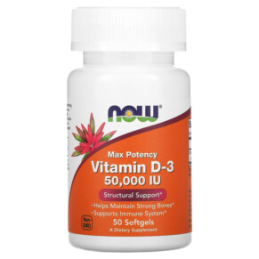 Thực phẩm chức năng NOW Foods Vitamin D-3 50.000 IU 50 Softgels 733739003782