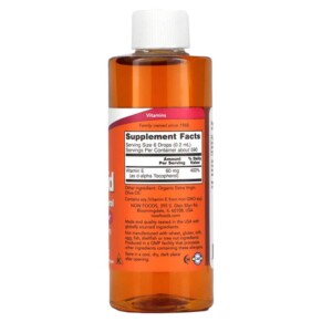 Thành phần vi chất của NOW Foods Vitamin E Liquid D-Alpha Tocopherol 4 fl oz (118 ml) 733739009128