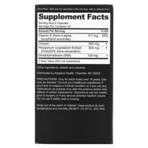 Thành phần vi chất của Nugenix Estro-Regulator Powerful Anti-Aromatase Modulator 60 Capsules 855710002383