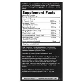 Thành phần vi chất của Nugenix Ultimate Advanced Free Testosterone Complex 120 Tablets 855710002208