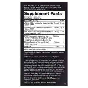 Thành phần vi chất của Nugenix ZMA Testosterone Support PM Nighttime Free Testosterone Booster 120 Capsules 855710002215