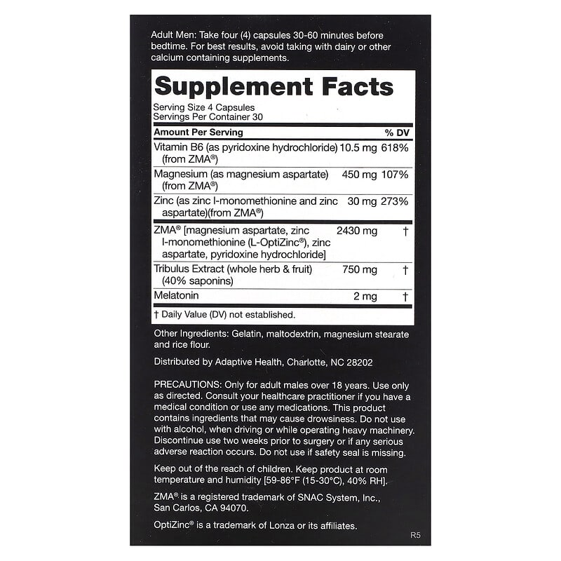 Nugenix ZMA Testosterone Support PM Nighttime Free Testosterone Booster 120 Capsules 2 Thành phần vi chất của Nugenix ZMA Testosterone Support PM Nighttime Free Testosterone Booster 120 Capsules 855710002215