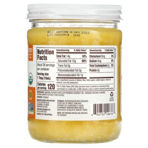 Thành phần vi chất của Nutiva Organic Coconut Oil Buttery 14 fl oz (414 ml) 692752106767