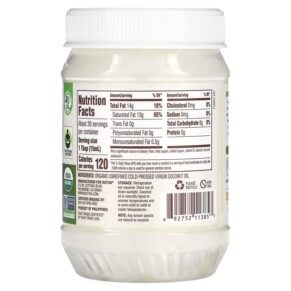 Thành phần vi chất của Nutiva Organic Regeneratively Grown Virgin Coconut Oil 15 fl oz (444 ml) 692752113857