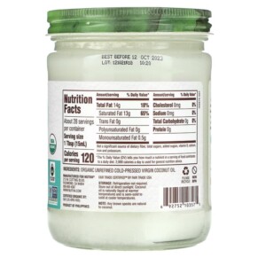 Thành phần vi chất của Nutiva Organic Virgin Coconut Oil 14 fl oz (414 ml) 692752103575