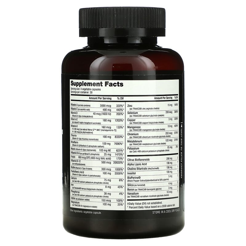 Nutrabio Labs MultiSport Men's Formula 120 Veggie Caps 2 Thành phần vi chất của Nutrabio Labs MultiSport Men's Formula 120 Veggie Caps 649908257262