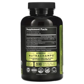 Thành phần vi chất của NutraChamps Maca 700 mg 180 Organic Capsules 621983999732