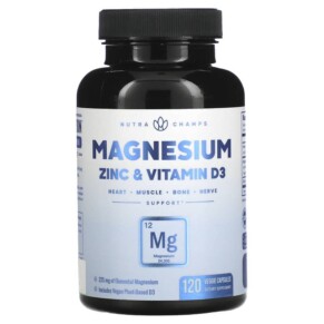 Thực phẩm chức năng NutraChamps Magnesium Zinc & Vitamin D3 120 Veggie Capsules 621983990494