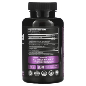 Thành phần vi chất của NutraChamps Resveratrol 60 Veggie Capsules 621983999503