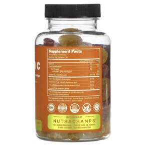 Thành phần vi chất của NutraChamps Vitamin C Natural Orange & Cherry 60 Vegan Gummies 621983500402