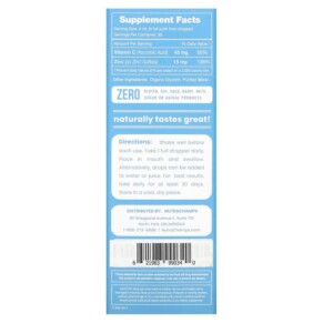 Thành phần vi chất của NutraChamps Zinc Liquid Ionic Unflavored 4 fl oz (120 ml) 621983990340