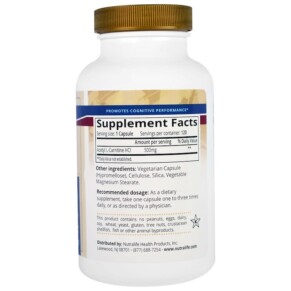 Thành phần vi chất của NutraLife Acetyl L-Carnitine HCI 500 mg 120 Capsules 686149183158
