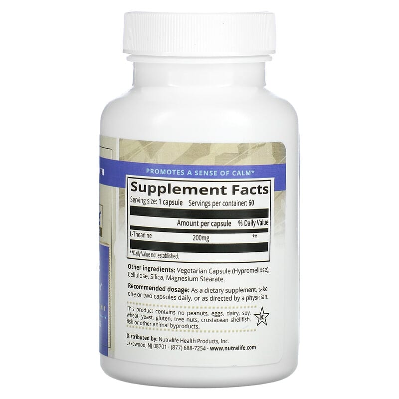 NutraLife L-Theanine 200 mg 60 Capsules 2 Thành phần vi chất của NutraLife L-Theanine 200 mg 60 Capsules 686149183134