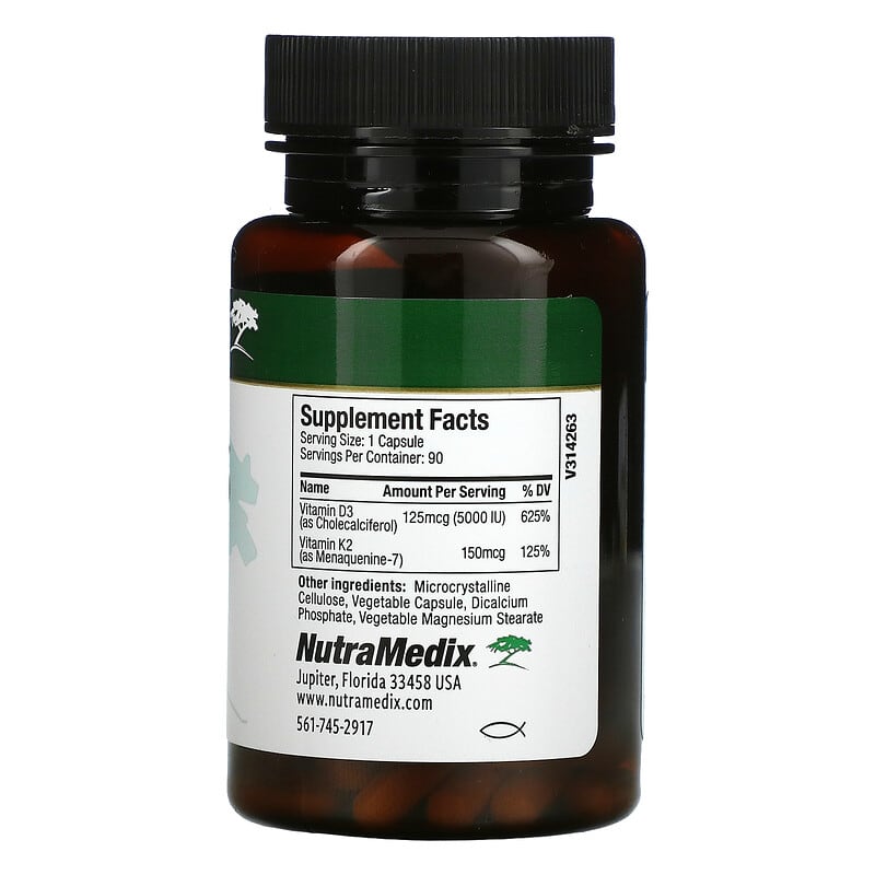 NutraMedix Vitamins D3 & K2 90 Capsules 2 Thành phần vi chất của NutraMedix Vitamins D3 & K2 90 Capsules 728650093486