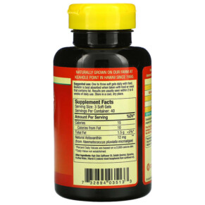 Thành phần vi chất của Nutrex Hawaii BioAstin Hawaiian Astaxanthin 4 mg 120 Soft Gels 732894035133