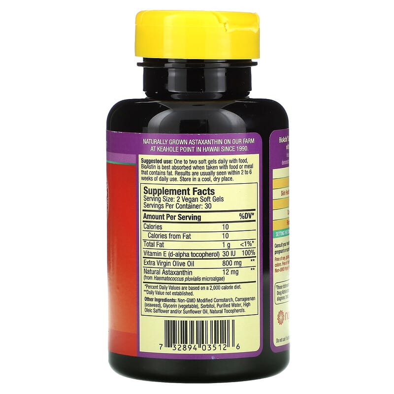 Nutrex Hawaii BioAstin Supreme 6 mg 60 Vegan Soft Gels 2 Thành phần vi chất của Nutrex Hawaii BioAstin Supreme 6 mg 60 Vegan Soft Gels 732894035126