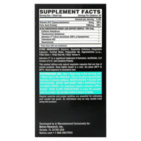 Thành phần vi chất của Nutrex Research LIPO-6 Black Hers Ultra Concentrate 60 Black-Caps 853237000721