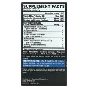 Thành phần vi chất của Nutrex Research LIPO-6 Black Nighttime Ultra Concentrate 30 Black-Caps 850005755562