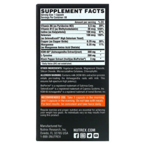 Thành phần vi chất của Nutrex Research LIPO-6 Black Thyrolean Fat Loss Support 60 Capsules 850026029123