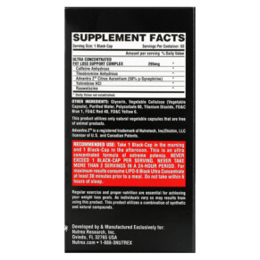 Thành phần vi chất của Nutrex Research LIPO-6 Black Ultra Concentrate 60 Black-Caps 853237000714