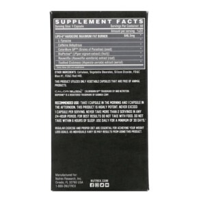 Thành phần vi chất của Nutrex Research LIPO-6 Hardcore 60 Capsules 850005755654