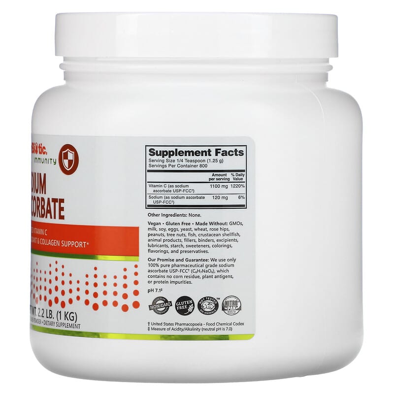 NutriBiotic Immunity Sodium Ascorbate Crystalline Powder 2.2 lb (1 kg) 2 Thành phần vi chất của NutriBiotic Immunity Sodium Ascorbate Crystalline Powder 2.2 lb (1 kg) 728177004521