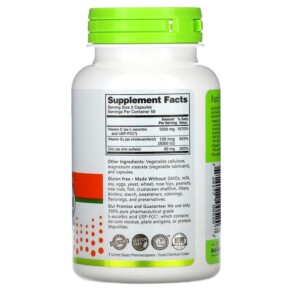 Thành phần vi chất của NutriBiotic Immunity Vitamin C + D3 & Zinc 100 Capsules 728177005207