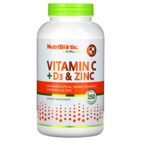 Thực phẩm chức năng NutriBiotic Immunity Vitamin C + D3 & Zinc 250 Capsules 728177005214