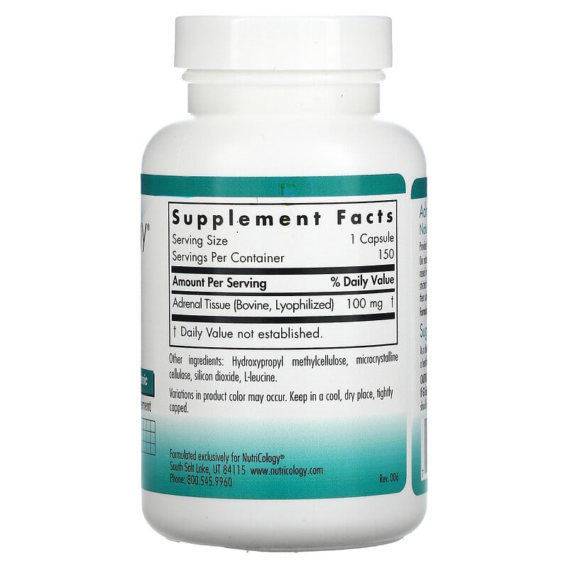 Nutricology Adrenal Natural Glandular 150 Vegicaps 2 Thành phần vi chất của Nutricology Adrenal Natural Glandular 150 Vegicaps 713947504615