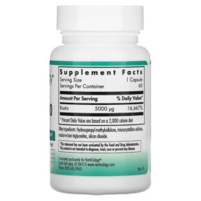 Thành phần vi chất của Nutricology Biotin 5000 60 Vegetarian Capsules 713947503502