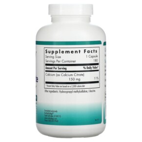 Thành phần vi chất của Nutricology Calcium Citrate 180 Vegetarian Capsules 713947502307