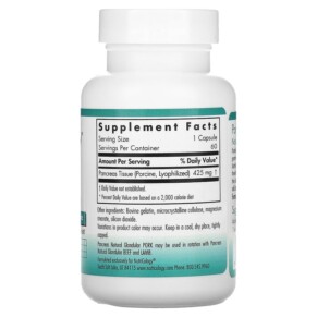 Thành phần vi chất của Nutricology Pancreas Natural Glandular (Pork) 60 Capsule 713947516403