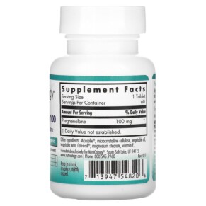 Thành phần vi chất của Nutricology Pregnenolone 100 60 Scored Tablets 713947548206