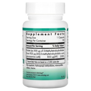 Thành phần vi chất của Nutricology QuatreActiv Folate 90 Vegetarian Capsules 713947565302